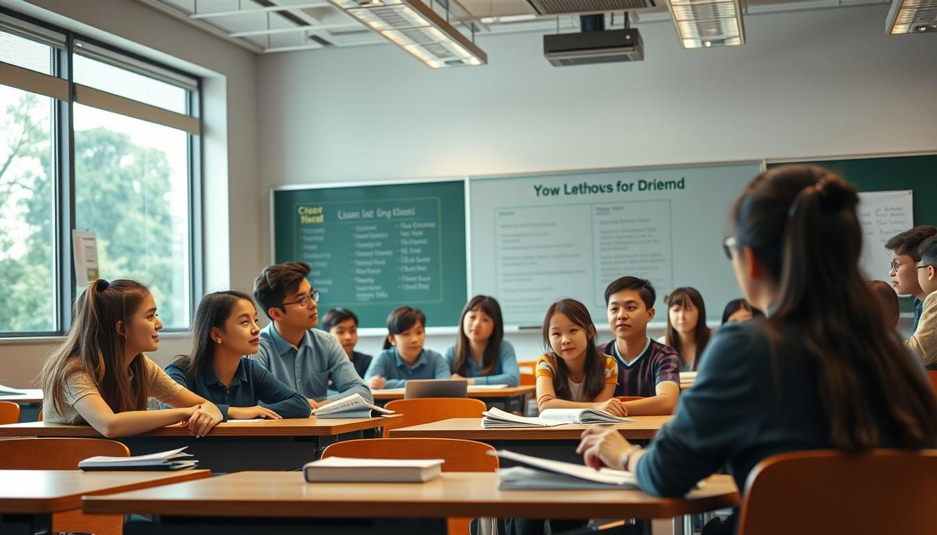 Student using learning strategies while studying